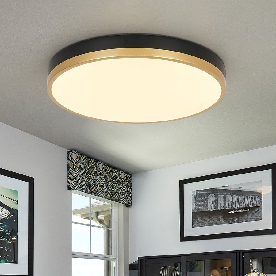 LightFixturesUSA - Scandinavian Round Dimmable LED Ceiling Light DIP Switch - Ceiling Light - Black+Gold - 