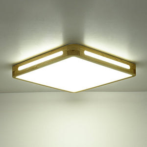 LightFixturesUSA - Scandinavian Wooden Dimmable LED Square Flush Mount - Ceiling Light - 15.7 in - 