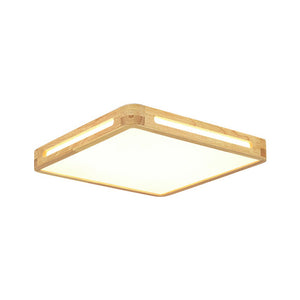 LightFixturesUSA - Scandinavian Wooden Dimmable LED Square Flush Mount - Ceiling Light - 15.7 in - 
