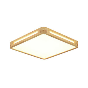 LightFixturesUSA - Scandinavian Wooden Dimmable LED Square Flush Mount - Ceiling Light - 15.7 in - 