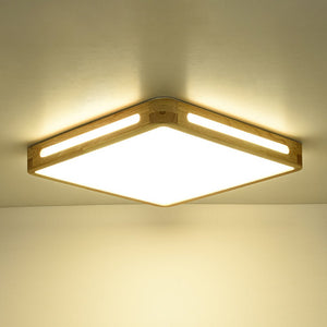 LightFixturesUSA - Scandinavian Wooden Dimmable LED Square Flush Mount - Ceiling Light - 15.7 in - 