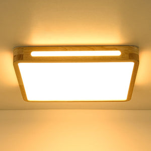LightFixturesUSA - Scandinavian Wooden Dimmable LED Square Flush Mount - Ceiling Light - 15.7 in - 