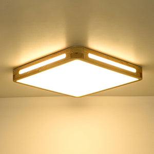 LightFixturesUSA - Scandinavian Wooden Dimmable LED Square Flush Mount - Ceiling Light - 15.7 in - 