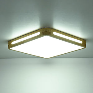 LightFixturesUSA - Scandinavian Wooden Dimmable LED Square Flush Mount - Ceiling Light - 15.7 in - 
