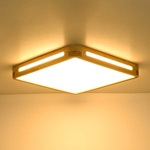 LightFixturesUSA - Scandinavian Wooden Dimmable LED Square Flush Mount - Ceiling Light - 15.7 in - 
