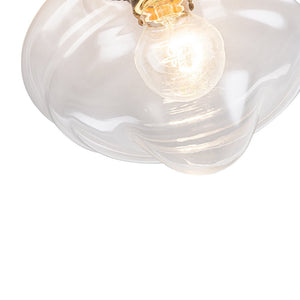 LightFixturesUSA - Schoolhouse 1 - light Round Clear Glass Shade Semi Flush Mount - Ceiling Light - Black - 