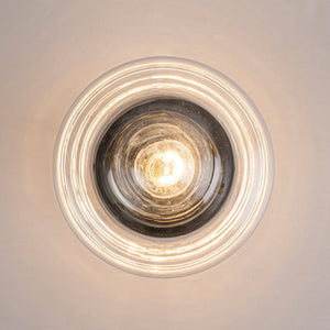 LightFixturesUSA - Schoolhouse 1 - light Round Clear Glass Shade Semi Flush Mount - Ceiling Light - Black - 