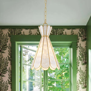 LightFixturesUSA - Sculptural Bloom 1 - Light Brass Capiz Shell Glass Pendant - Pendant Light - 1 Pack (Pre - Order & 2 - 4 Weeks) - 