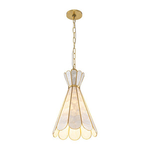LightFixturesUSA - Sculptural Bloom 1 - Light Brass Capiz Shell Glass Pendant - Pendant Light - 2 Packs (Pre - Order & 2 - 4 Weeks) - 