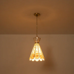 LightFixturesUSA - Sculptural Bloom 1 - Light Brass Capiz Shell Glass Pendant - Pendant Light - 2 Packs (Pre - Order & 2 - 4 Weeks) - 