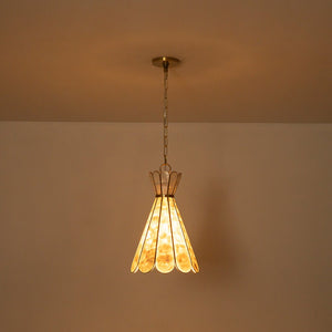 LightFixturesUSA - Sculptural Bloom 1 - Light Brass Capiz Shell Glass Pendant - Pendant Light - 2 Packs (Pre - Order & 2 - 4 Weeks) - 