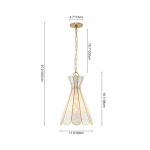 LightFixturesUSA - Sculptural Bloom 1 - Light Brass Capiz Shell Glass Pendant - Pendant Light - 2 Packs (Pre - Order & 2 - 4 Weeks) - 