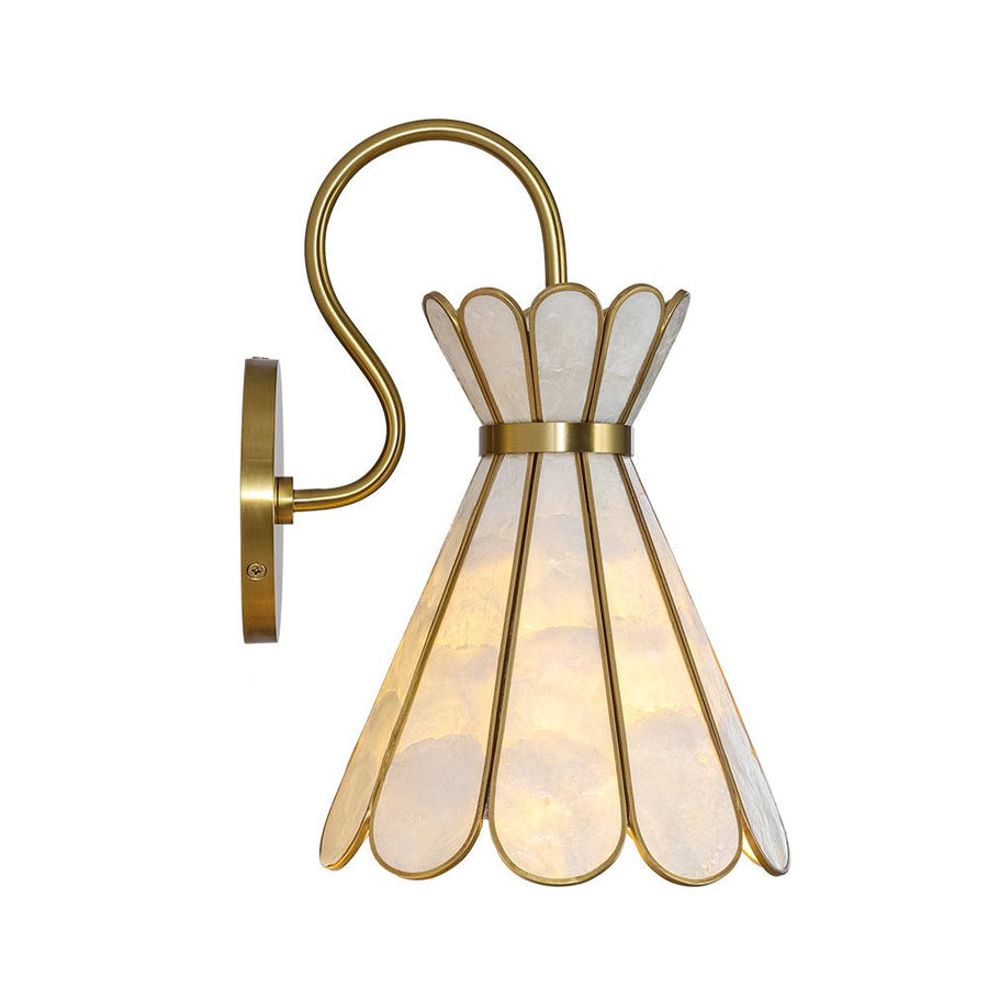LightFixturesUSA - Sculptural Bloom 1 - Light Brass Capiz Shell Glass Wall Sconce - Wall Sconce - 2 Packs - 