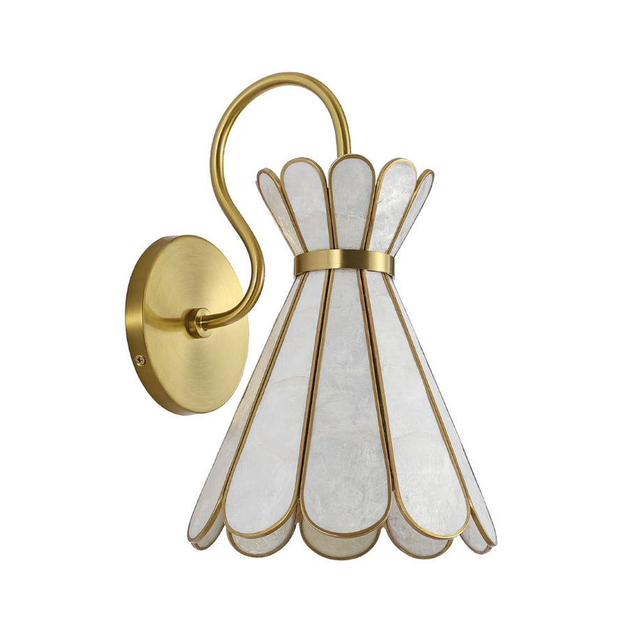 LightFixturesUSA - Sculptural Bloom 1 - Light Brass Capiz Shell Glass Wall Sconce - Wall Sconce - 2 Packs - 