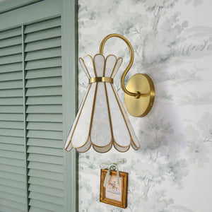 LightFixturesUSA - Sculptural Bloom 1 - Light Brass Capiz Shell Glass Wall Sconce - Wall Sconce - 2 Packs - 