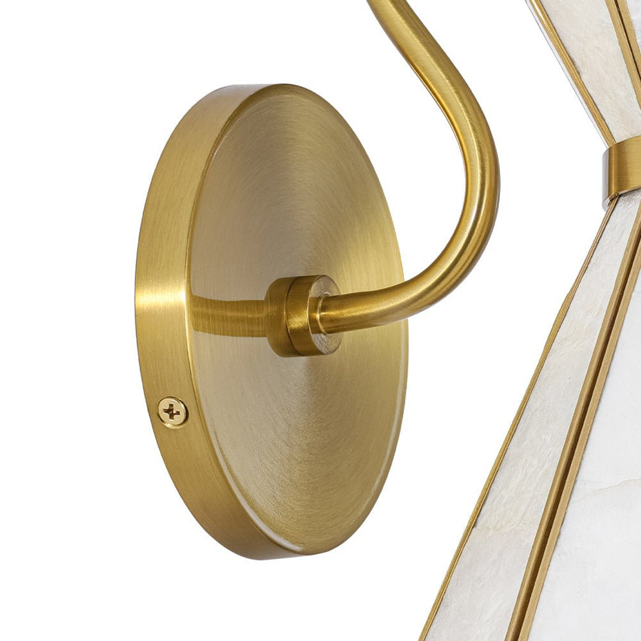 LightFixturesUSA - Sculptural Bloom 1 - Light Brass Capiz Shell Glass Wall Sconce - Wall Sconce - 2 Packs - 