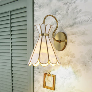 LightFixturesUSA - Sculptural Bloom 1 - Light Brass Capiz Shell Glass Wall Sconce - Wall Sconce - 2 Packs - 