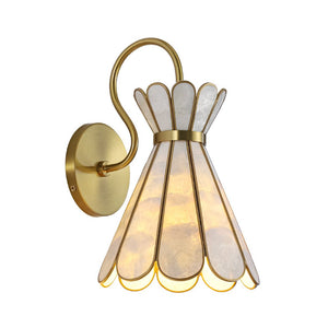 LightFixturesUSA - Sculptural Bloom 1 - Light Brass Capiz Shell Glass Wall Sconce - Wall Sconce - 2 Packs - 