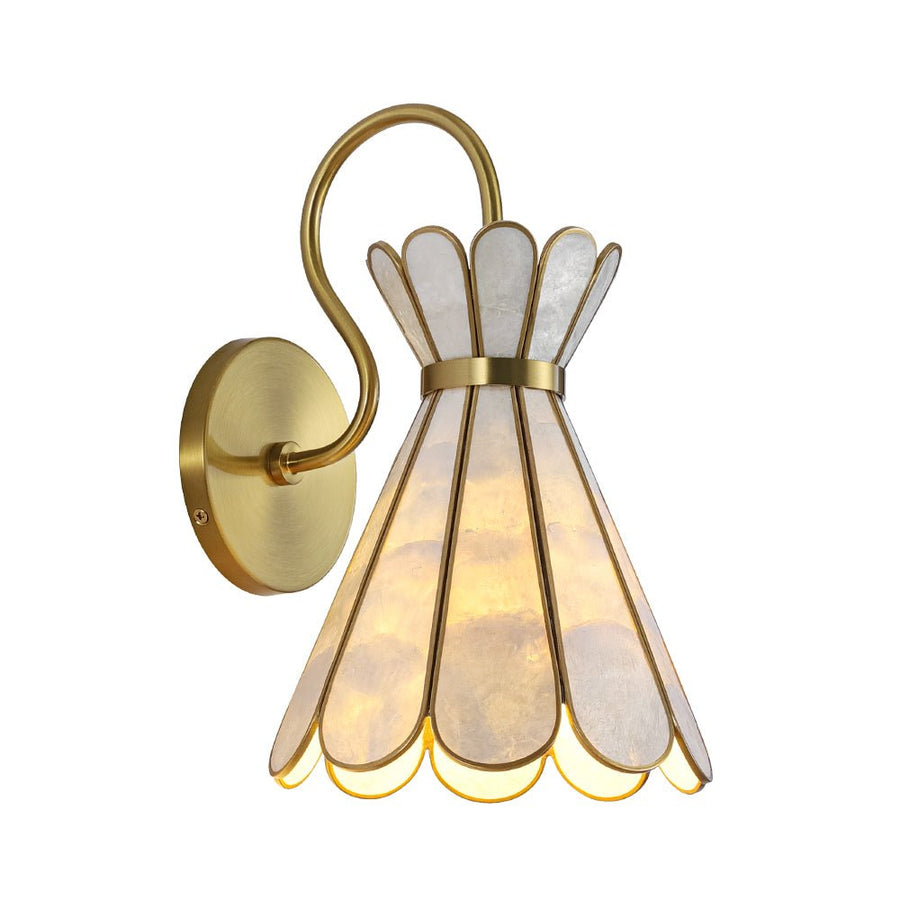 LightFixturesUSA - Sculptural Bloom 1 - Light Brass Capiz Shell Glass Wall Sconce - Wall Sconce - 2 Packs - 