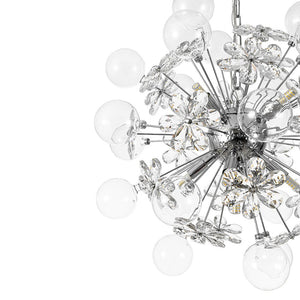 LightFixturesUSA - Sculptural Bloom Dandelion Crystal Floral Bubble Chandelier - Chandelier - Chrome - 