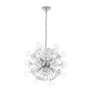 LightFixturesUSA - Sculptural Bloom Dandelion Crystal Floral Bubble Chandelier - Chandelier - Chrome - 
