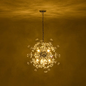 LightFixturesUSA - Sculptural Bloom Dandelion Crystal Floral Bubble Chandelier - Chandelier - Chrome - 