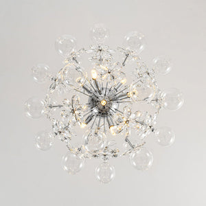 LightFixturesUSA - Sculptural Bloom Dandelion Crystal Floral Bubble Chandelier - Chandelier - Chrome - 