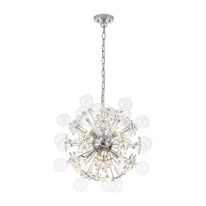 LightFixturesUSA - Sculptural Bloom Dandelion Crystal Floral Bubble Chandelier - Chandelier - Chrome - 