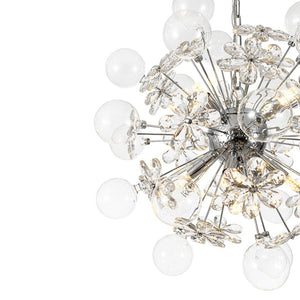 LightFixturesUSA - Sculptural Bloom Dandelion Crystal Floral Bubble Chandelier - Chandelier - Chrome - 