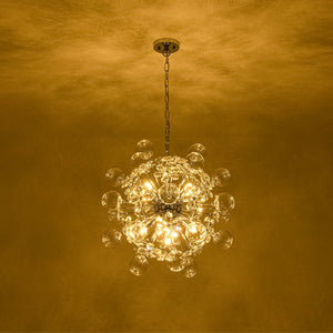 LightFixturesUSA - Sculptural Bloom Dandelion Crystal Floral Bubble Chandelier - Chandelier - Chrome - 