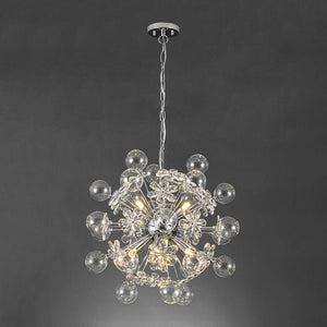 LightFixturesUSA - Sculptural Bloom Dandelion Crystal Floral Bubble Chandelier - Chandelier - Chrome - 