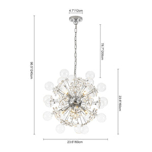 LightFixturesUSA - Sculptural Bloom Dandelion Crystal Floral Bubble Chandelier - Chandelier - Chrome - 