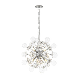 LightFixturesUSA - Sculptural Bloom Dandelion Crystal Floral Bubble Chandelier - Chandelier - Chrome - 