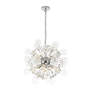 LightFixturesUSA - Sculptural Bloom Dandelion Crystal Floral Bubble Chandelier - Chandelier - Chrome - 