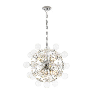 LightFixturesUSA - Sculptural Bloom Dandelion Crystal Floral Bubble Chandelier - Chandelier - Chrome - 