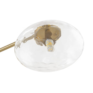 LightFixturesUSA-Sculptural Brass Hammered Glass Globe Sputnik Ceiling Light-Ceiling Light-Brass-