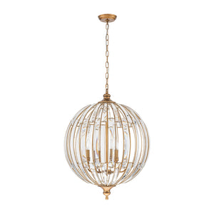 LightFixturesUSA-Sculptural Glam 6-Light Distressed Gold Crystal Orb Chandelier-Chandelier-22 in-