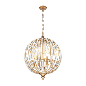 LightFixturesUSA-Sculptural Glam 6-Light Distressed Gold Crystal Orb Chandelier-Chandelier-22 in-