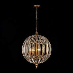 LightFixturesUSA-Sculptural Glam 6-Light Distressed Gold Crystal Orb Chandelier-Chandelier-22 in-