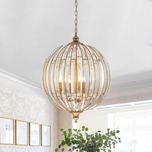 LightFixturesUSA-Sculptural Glam 6-Light Distressed Gold Crystal Orb Chandelier-Chandelier-22 in-