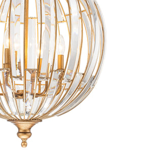 LightFixturesUSA-Sculptural Glam 6-Light Distressed Gold Crystal Orb Chandelier-Chandelier-22 in-