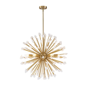 LightFixturesUSA - Sculptural Sunburst Bloom Frosted Quartz Dandelion Chandelier - Chandelier - Brass - 