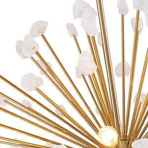 LightFixturesUSA - Sculptural Sunburst Bloom Frosted Quartz Dandelion Chandelier - Chandelier - Brass - 