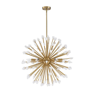 LightFixturesUSA - Sculptural Sunburst Bloom Frosted Quartz Dandelion Chandelier - Chandelier - Brass - 