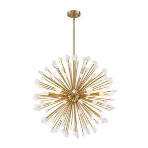 LightFixturesUSA - Sculptural Sunburst Bloom Frosted Quartz Dandelion Chandelier - Chandelier - Brass - 