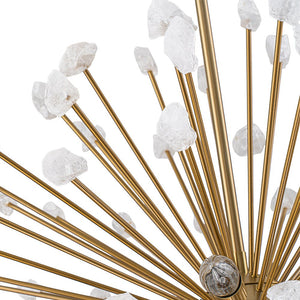 LightFixturesUSA - Sculptural Sunburst Bloom Frosted Quartz Dandelion Chandelier - Chandelier - Brass - 