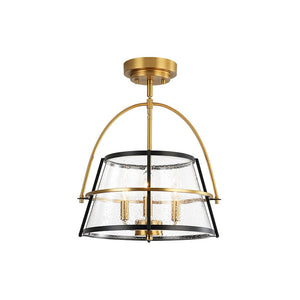 LightFixturesUSA - Seeded Glass Drum Semi Flush Mount / Pendant Light - Ceiling Light - 14 in - 