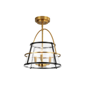 LightFixturesUSA - Seeded Glass Drum Semi Flush Mount / Pendant Light - Ceiling Light - 14 in - 