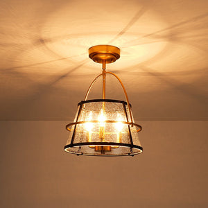 LightFixturesUSA - Seeded Glass Drum Semi Flush Mount / Pendant Light - Ceiling Light - 14 in - 