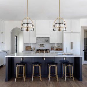 LightFixturesUSA - Seeded Glass Drum Semi Flush Mount / Pendant Light - Ceiling Light - 14 in - 